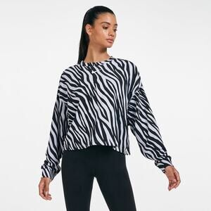 Nike Icon Clash Zebra Print Crew Active Pullover Sweatshirts S Black Lavender